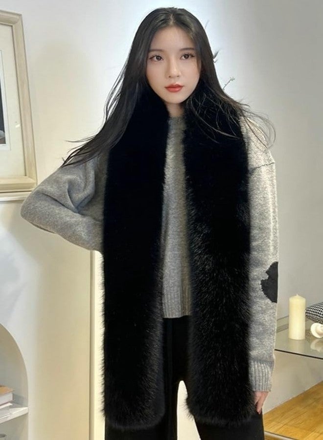 EMGILL Fluffy Faux Fox Fur Shawl Womens Wedding Halloween 1920s Party Stole Shrug Neck Warmer Collar Winter Fur Scarf Shawl - Image 2